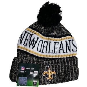 NWT New Era NFL New Orleans Saints Adult Cuffed Knit Pom Stocking Cap Beanie Hat